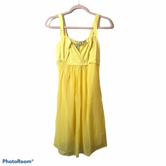 Lucy Paris Yellow Cut Out Mini Dress Sheer Overlay - Picture 2 of 10